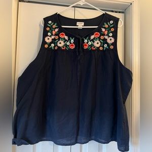 J Crew Womens Embroidered Dress Tank Top
